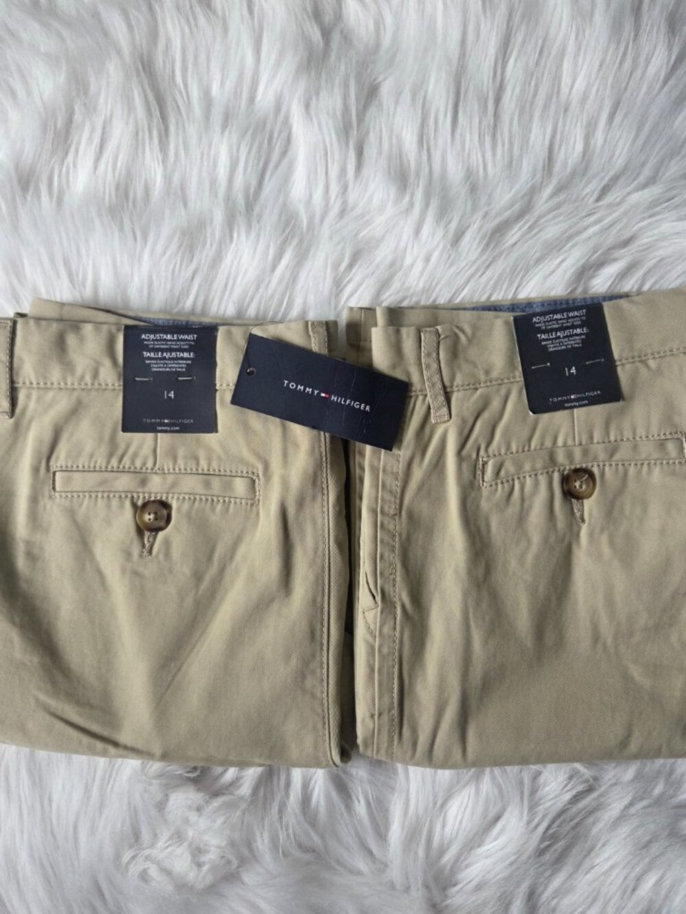 NEW TOMMY HILFIGER Bundle of 2 Youth Boys Straight Chino Beige Pants Size 14